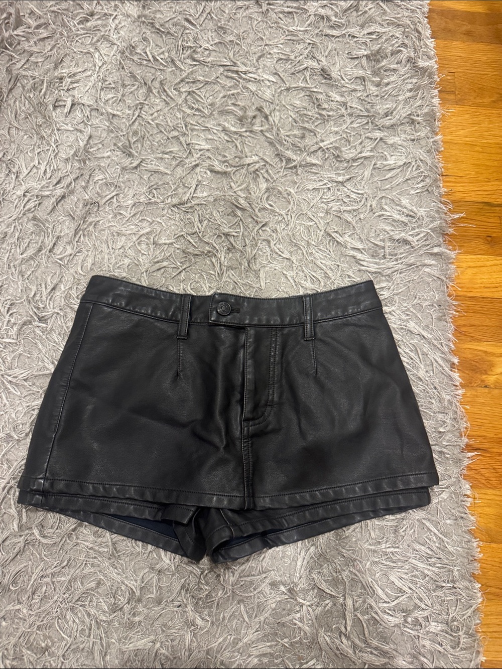Free People Black Faux Leather High-Rise Shorts